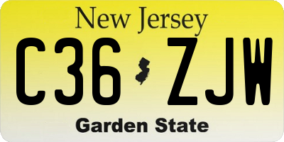 NJ license plate C36ZJW