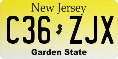 NJ license plate C36ZJX