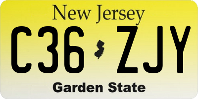 NJ license plate C36ZJY