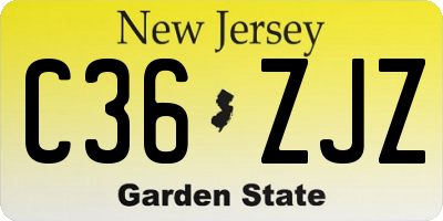NJ license plate C36ZJZ