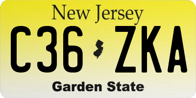 NJ license plate C36ZKA