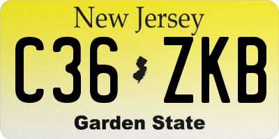 NJ license plate C36ZKB