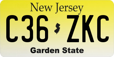 NJ license plate C36ZKC