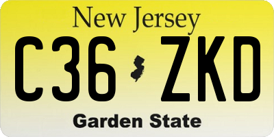 NJ license plate C36ZKD