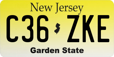 NJ license plate C36ZKE