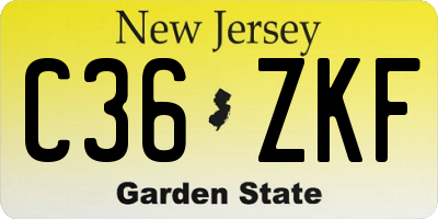 NJ license plate C36ZKF