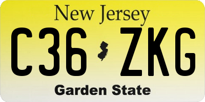 NJ license plate C36ZKG