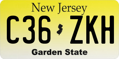 NJ license plate C36ZKH
