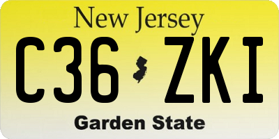 NJ license plate C36ZKI