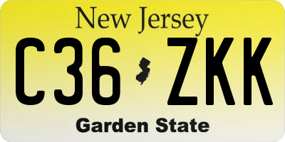 NJ license plate C36ZKK