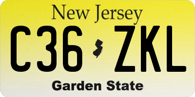 NJ license plate C36ZKL