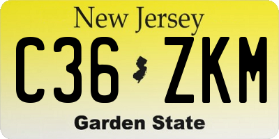 NJ license plate C36ZKM