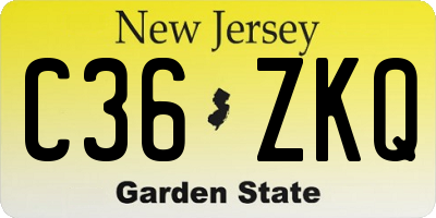 NJ license plate C36ZKQ