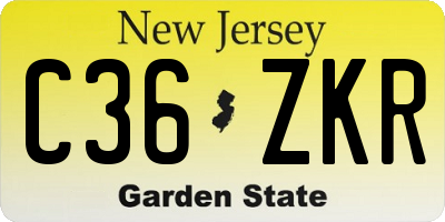 NJ license plate C36ZKR