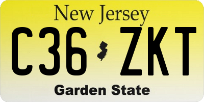 NJ license plate C36ZKT