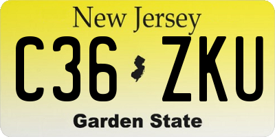 NJ license plate C36ZKU