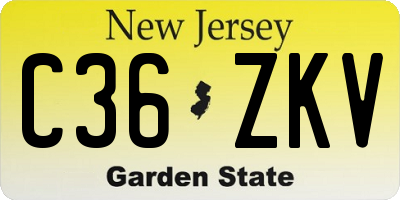 NJ license plate C36ZKV