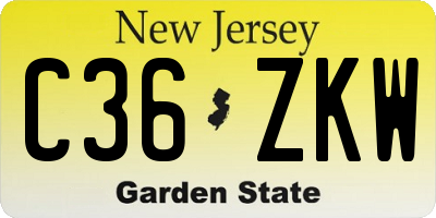 NJ license plate C36ZKW