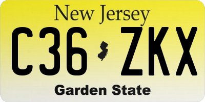 NJ license plate C36ZKX