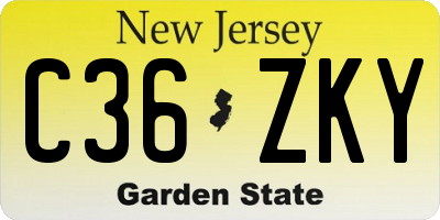 NJ license plate C36ZKY