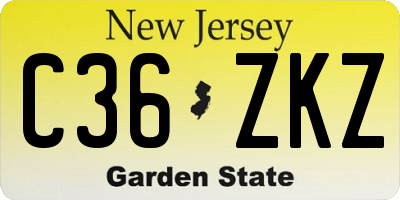 NJ license plate C36ZKZ