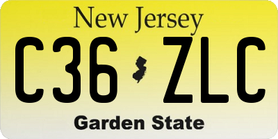 NJ license plate C36ZLC