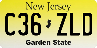 NJ license plate C36ZLD