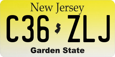NJ license plate C36ZLJ