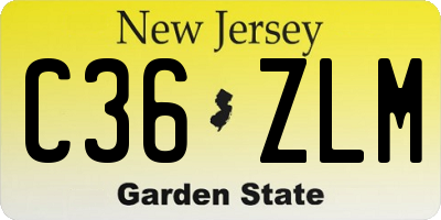 NJ license plate C36ZLM