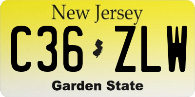 NJ license plate C36ZLW