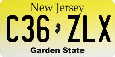 NJ license plate C36ZLX