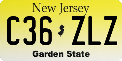 NJ license plate C36ZLZ