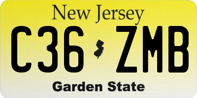 NJ license plate C36ZMB