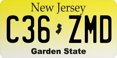 NJ license plate C36ZMD