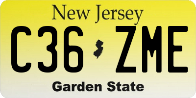 NJ license plate C36ZME