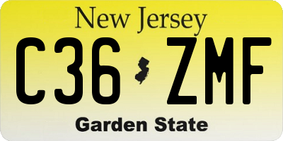 NJ license plate C36ZMF