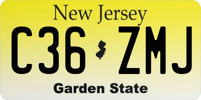 NJ license plate C36ZMJ