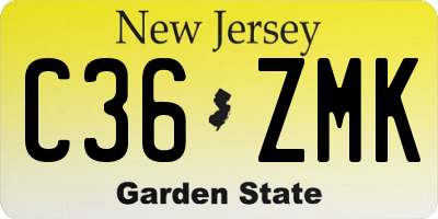 NJ license plate C36ZMK