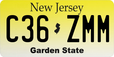 NJ license plate C36ZMM