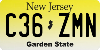 NJ license plate C36ZMN