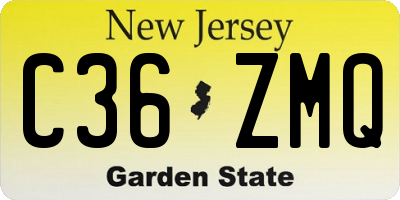 NJ license plate C36ZMQ