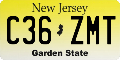 NJ license plate C36ZMT