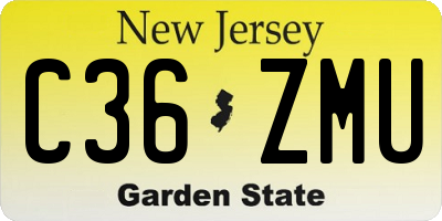 NJ license plate C36ZMU