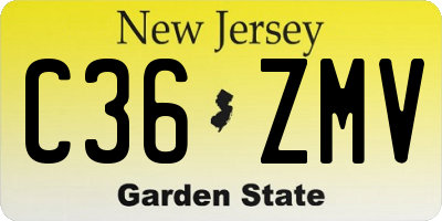 NJ license plate C36ZMV