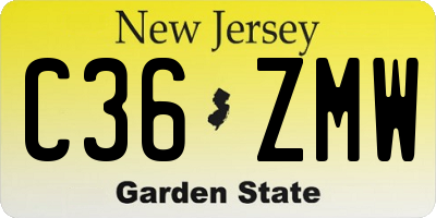NJ license plate C36ZMW