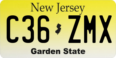 NJ license plate C36ZMX