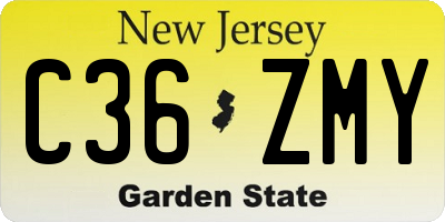 NJ license plate C36ZMY