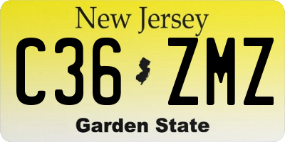 NJ license plate C36ZMZ