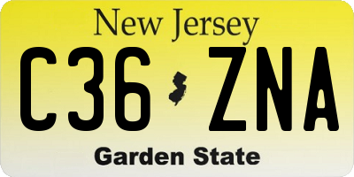 NJ license plate C36ZNA