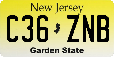 NJ license plate C36ZNB